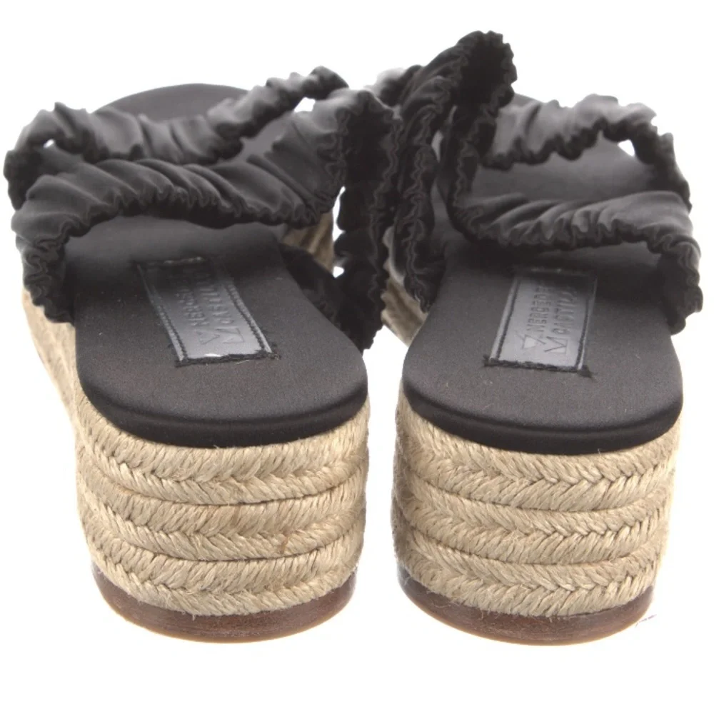 Mercedes Castillo black Satin scrunch Espadrilles platform sandals. Size 7
